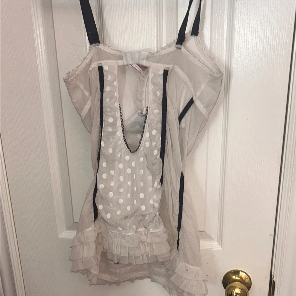 La SENZA Polka Dot Chemise with Black Trim - Picture 3 of 3